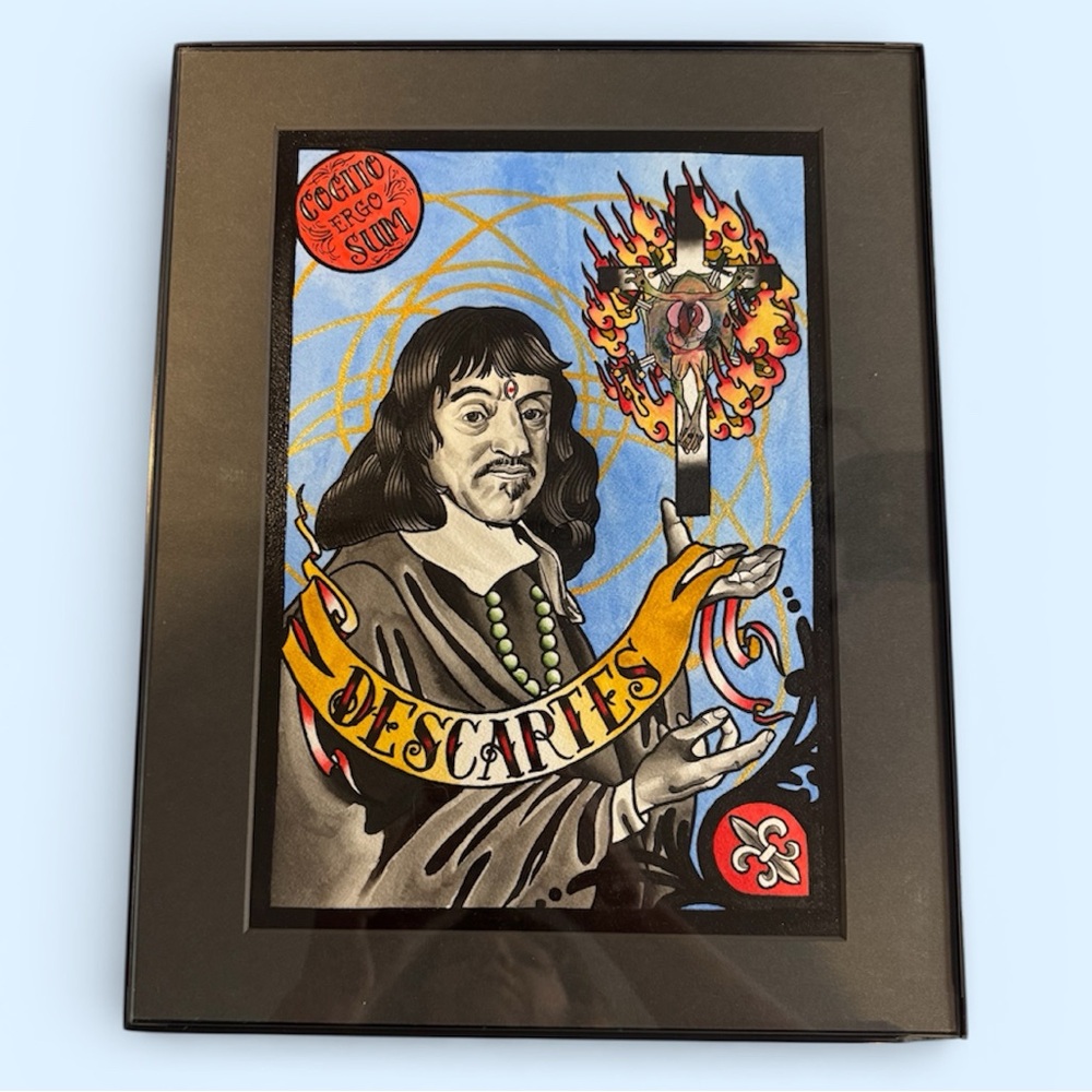 11” x 14” Original Framed Descartes Artwork Tattoo Art / Tom Hardy Style